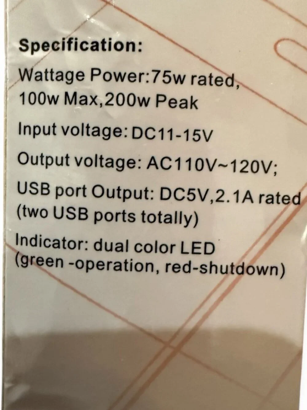 Bestek 75 Watt Power Inverter - NEW